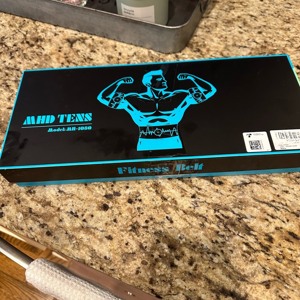 MHD TENS Fitness Belt in Black with Teal Graphics